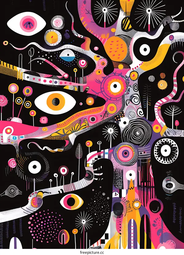 Abstract Eye Pattern Illustration With Black Background