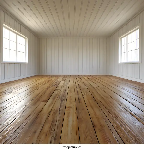 Empty Room with Wood Floor and White Walls