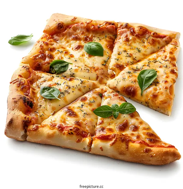 Square Pizza Isolated on White Background