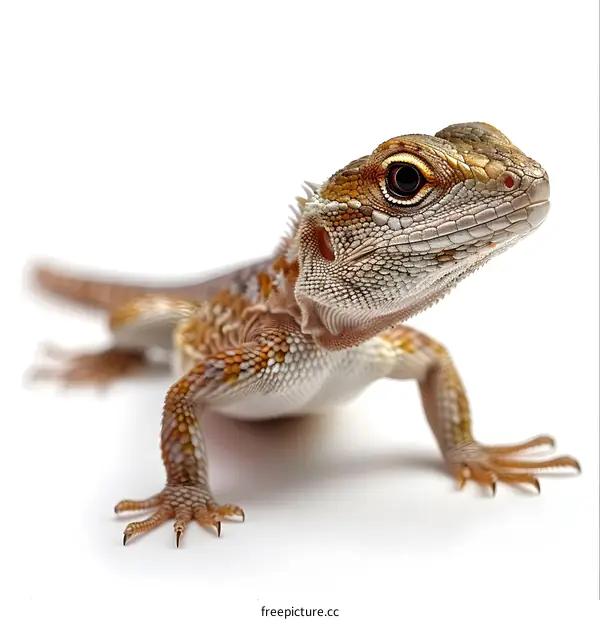 Agama lizard with white background