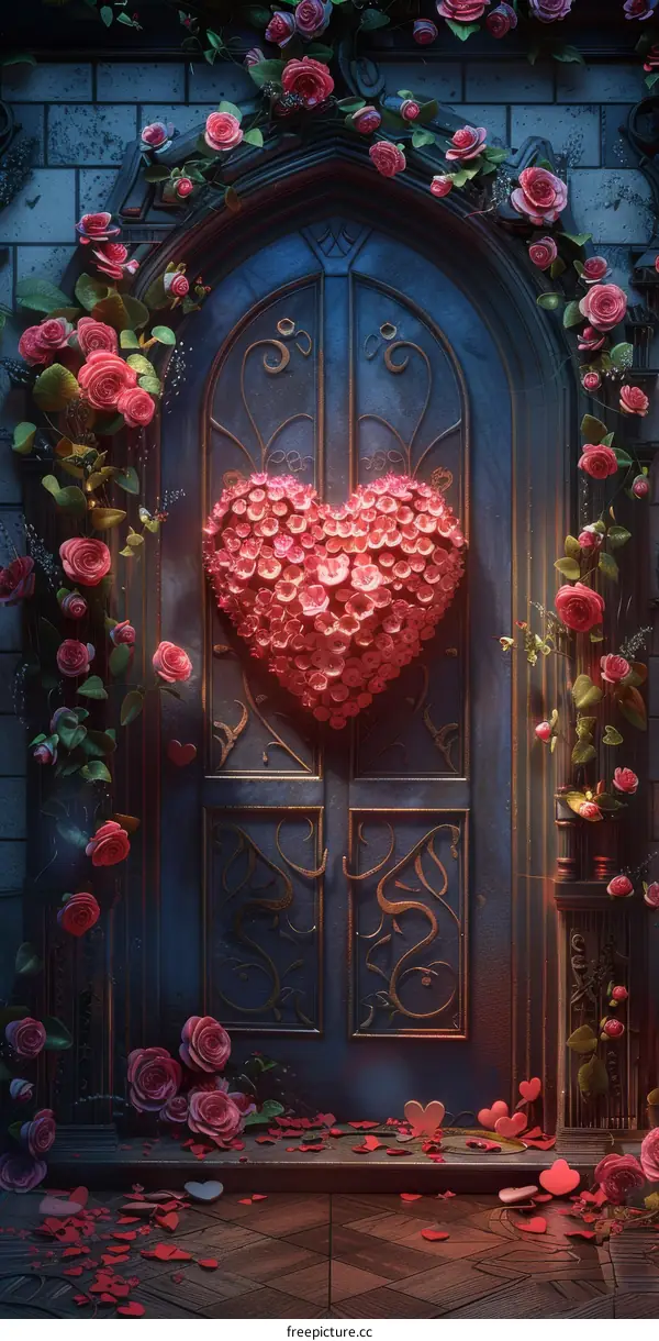 Romantic Floral Heart-shaped Door, Big Sale for Valentine