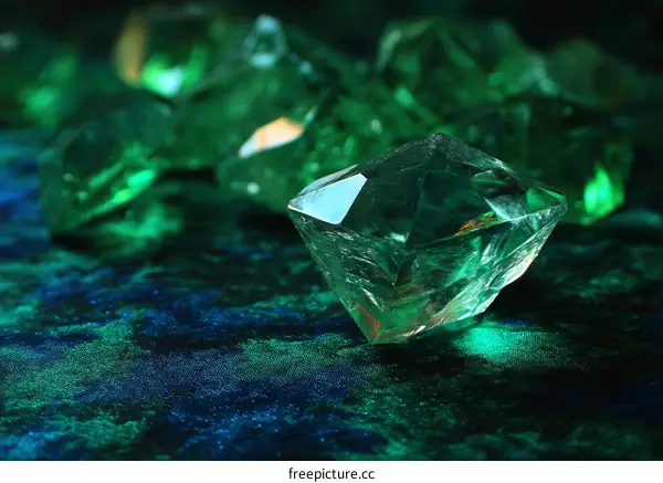 Emerald Gemstones on Dark Velvet Background