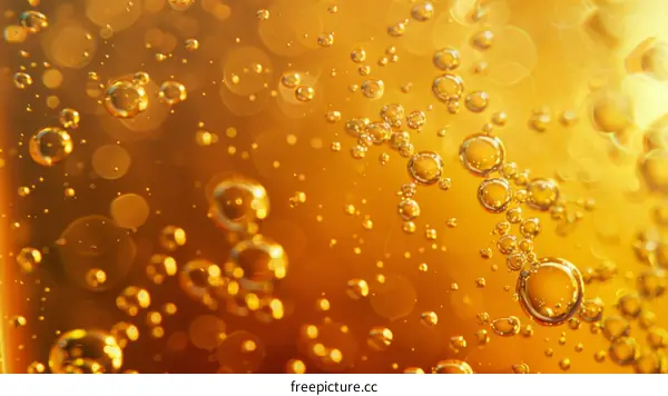Close-up of bubbles in a glass of champagne