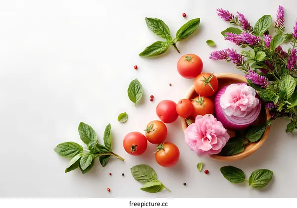 Fresh Vegetables and Herbs Arrangement