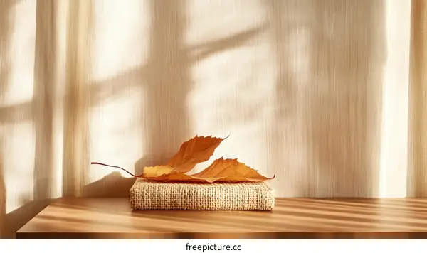 Autumnal Leaf on a Natural Fabric Book