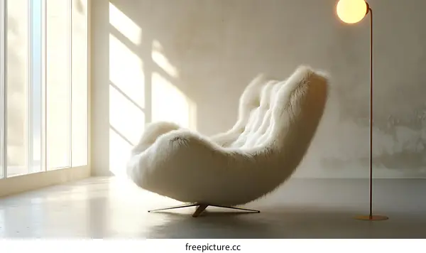 Modern Furry Armchair in a Minimalist Room