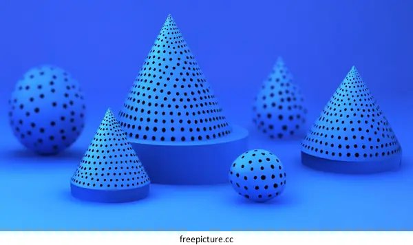 Abstract Geometric Shapes in Blue Studio