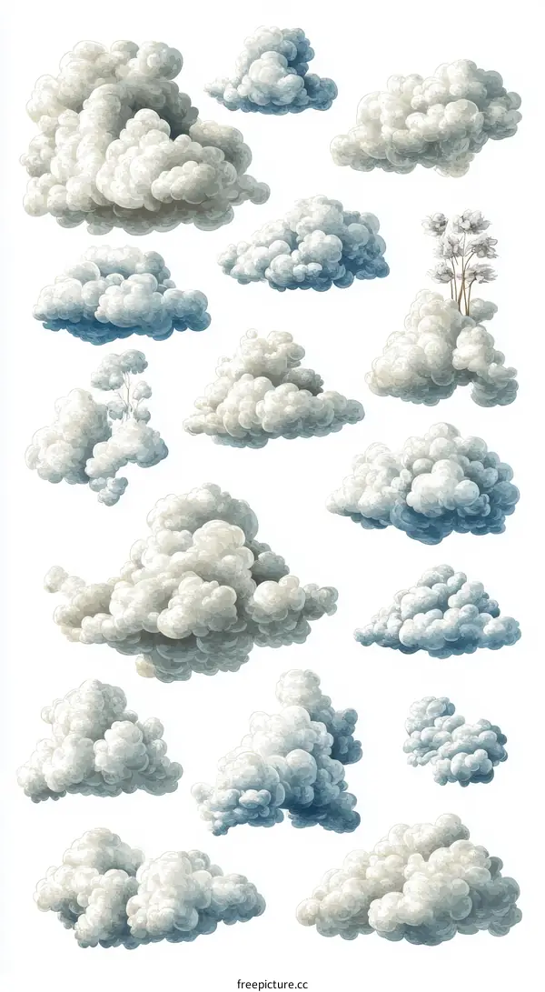 Collection of Detailed Clouds Illustrations