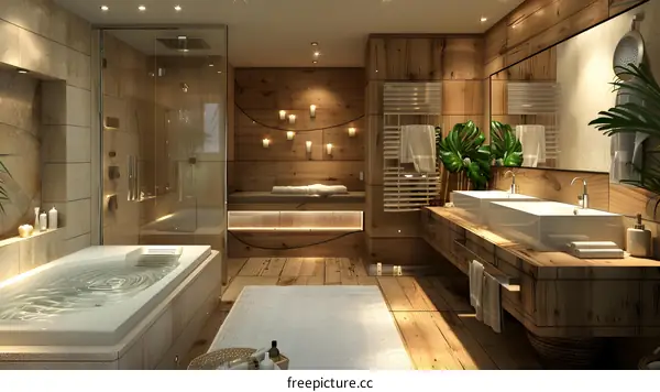 Deluxe Bathroom with Wooden Elements