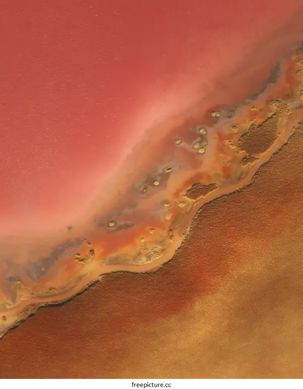 Aerial View of a Pink Salt Lake
