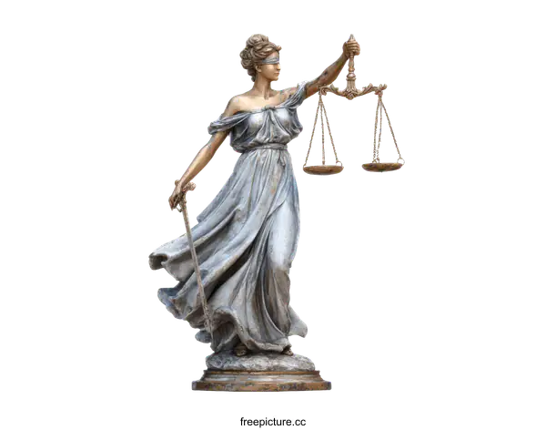 [Transparent Background PNG]Statue of Justice with Scales of Justice