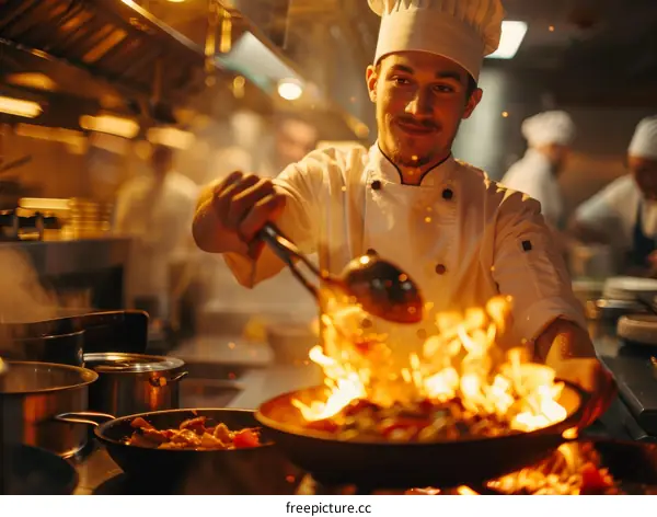 Stir-frying in a flaming hot pan