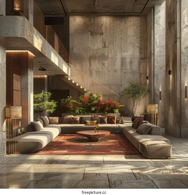Modern Concrete Interior Design Living Room