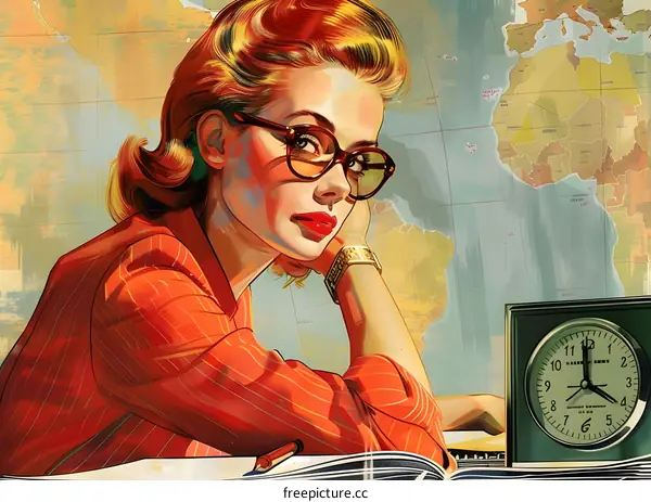 Portrait of a young woman wearing glasses and a red shirt