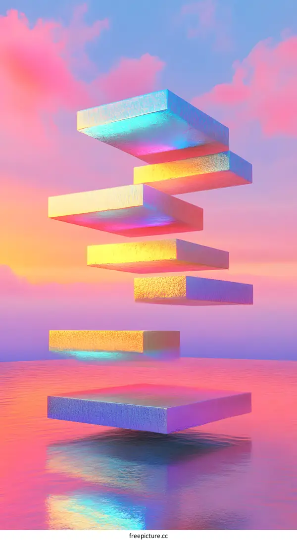 Abstract Geometric Shapes Over Water