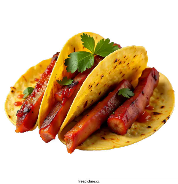 [Transparent Background PNG]Spicy Tofu Tacos With Parsley Garnish
