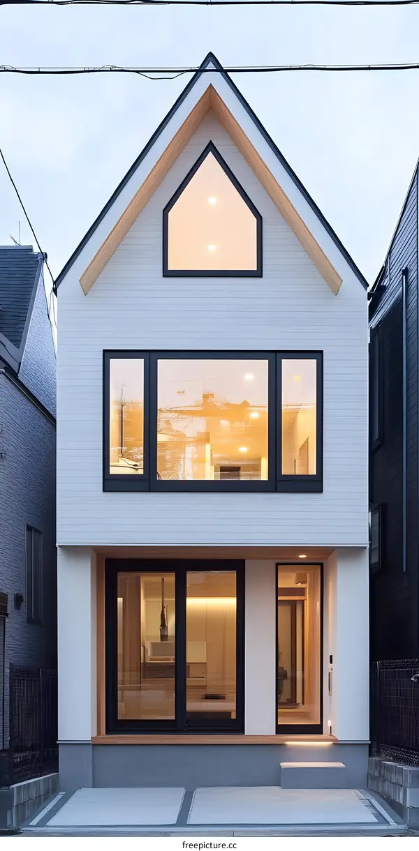 Modern Japanese Home Exterior with Triangular Window