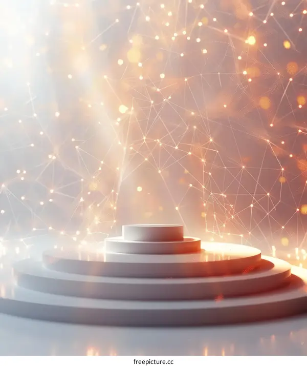 3D rendering of a podium with a glowing network background
