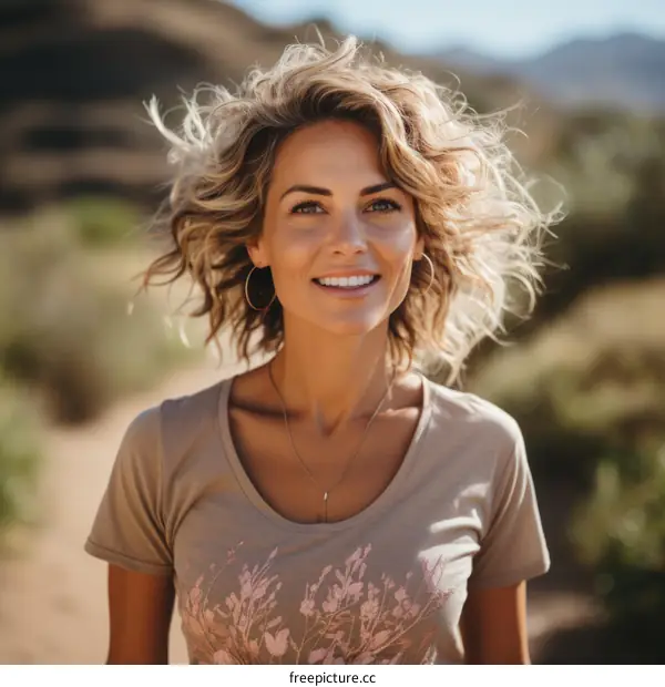 Portrait of a smiling woman with blonde hair