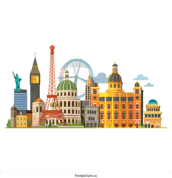 Famous Landmarks From Around The World Illustration