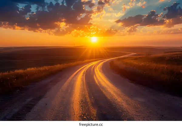 Country road at sunset