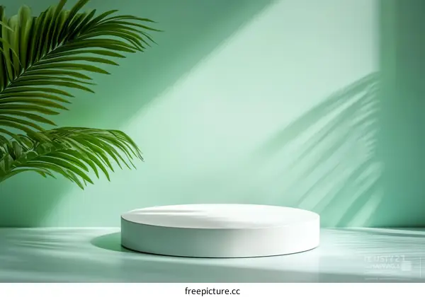 Minimalist Green Background with White Podium