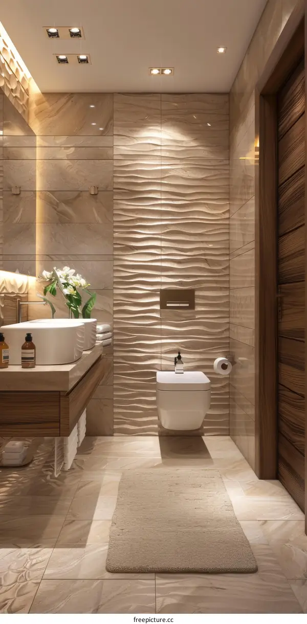 Modern Luxurious Beige Bathroom Interior Design