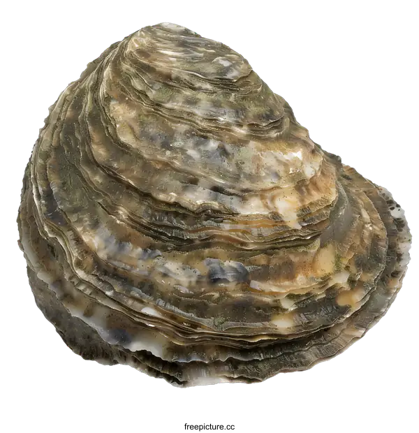 [Transparent Background PNG]A large oyster shell with a rough, textured surface.