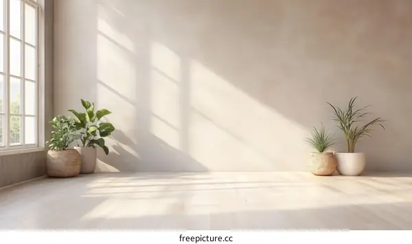 Empty Room Interior Design with Plants