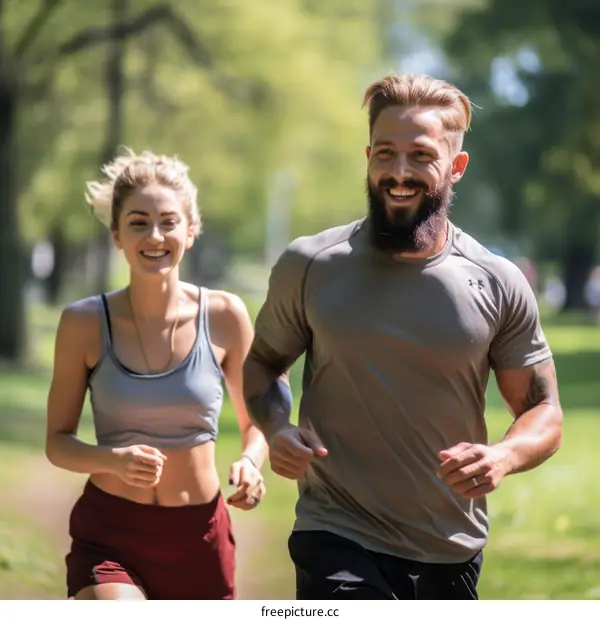 Couple running in the park