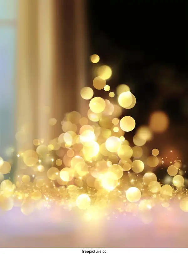 Golden Bokeh Background with Festive Lights