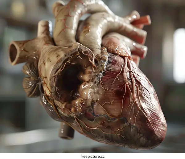 Human Heart Anatomy Model Closeup