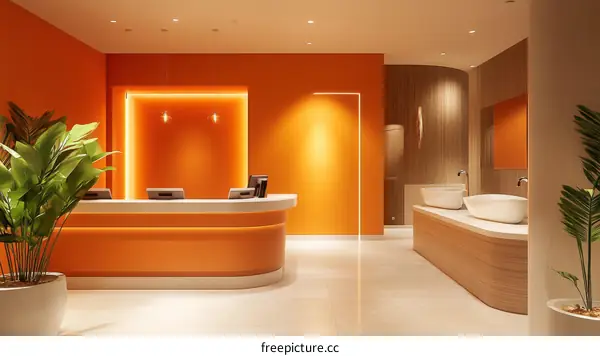 Modern Orange Reception Area Design
