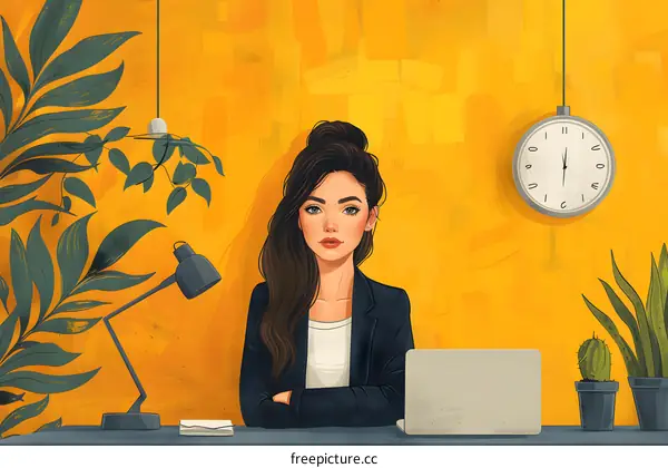 business woman in front of laptop