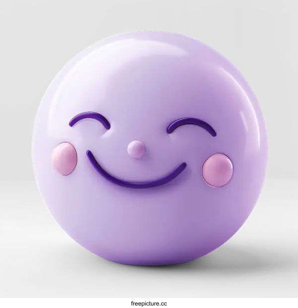 [Transparent Background PNG]3d illustration of a purple smiling face