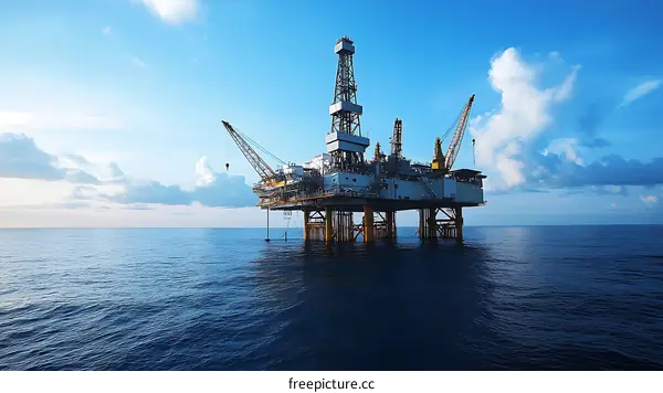 Offshore Oil Rig in Calm Ocean Waters