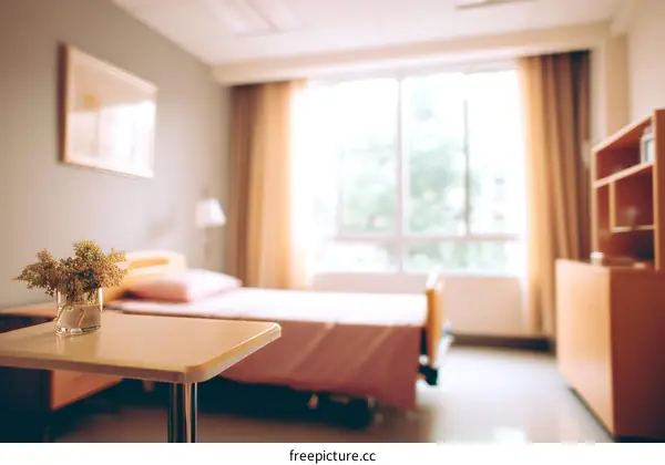 Hospital Room Interior with Natural Light