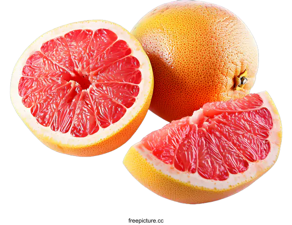 [Transparent Background PNG]Freshly Cut Grapefruit Ready To Eat