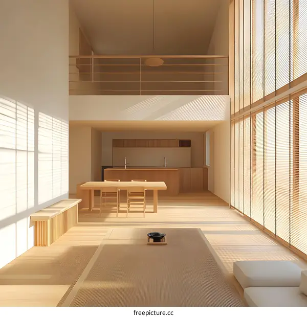 Minimalist Japanese Style Interior Design with Wooden Flooring and Natural Light