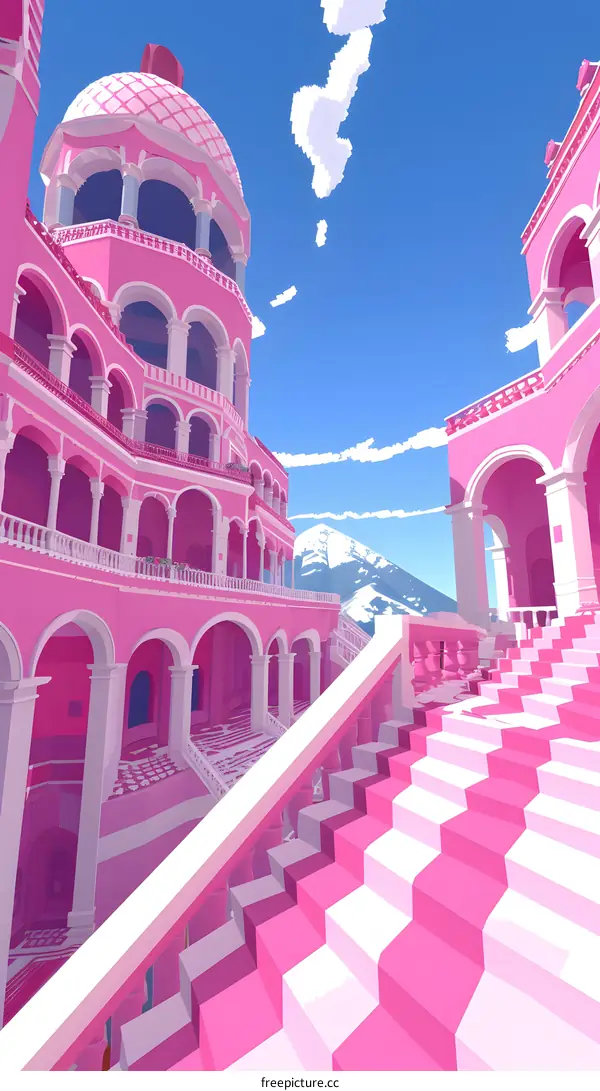 Pink Palace Architecture Illustration