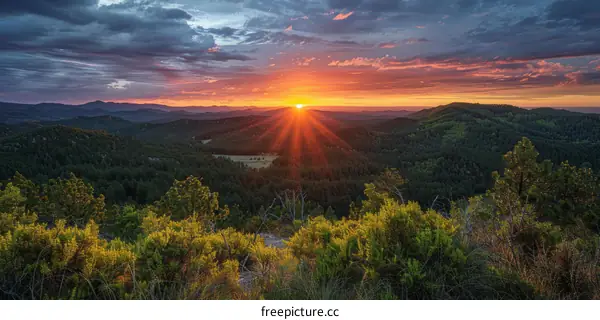 Sunset over the mountains