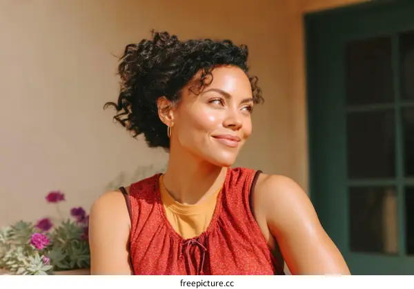 Smiling Woman Outdoors Enjoying the Sunshine