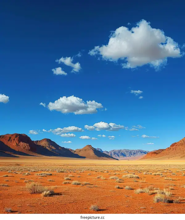 Vast Desert Landscape with Distant Mountains