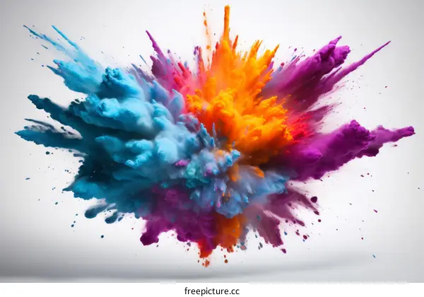 Colorful powder explosion on white background