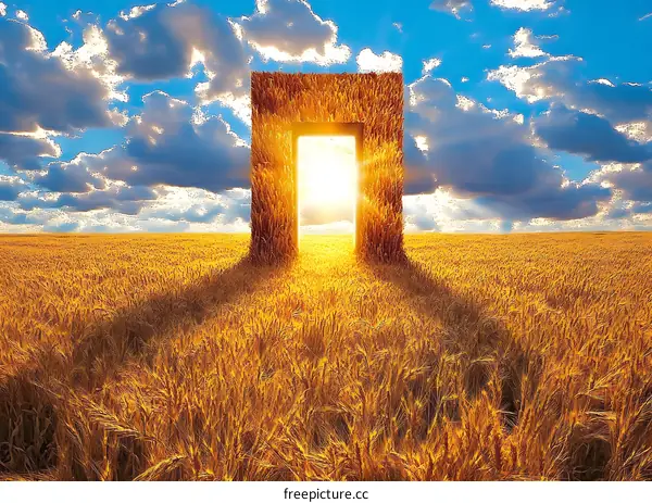 Golden Wheat Field with a Doorway to the Sun