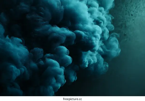 Abstract Deep Teal Smoke Cloud Art