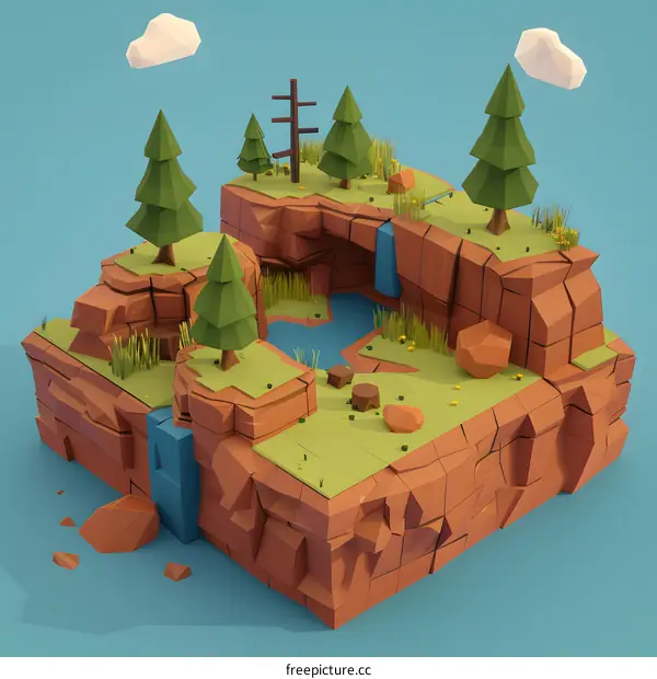 Low Poly Illustration Of A Mountain Landscape