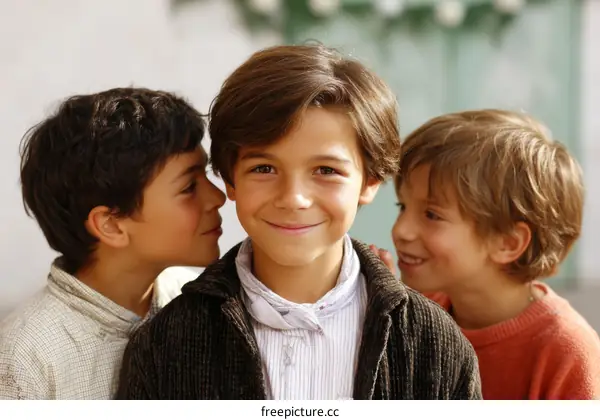 Three Boys Sharing a Secret