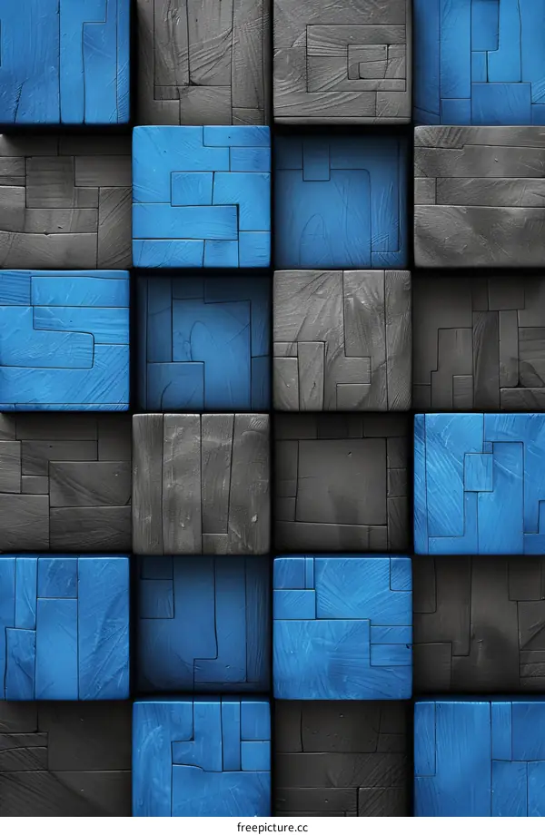 Blue and gray wooden blocks background