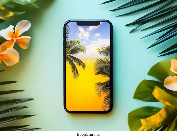 Summer Beach View on a Smartphone Screen